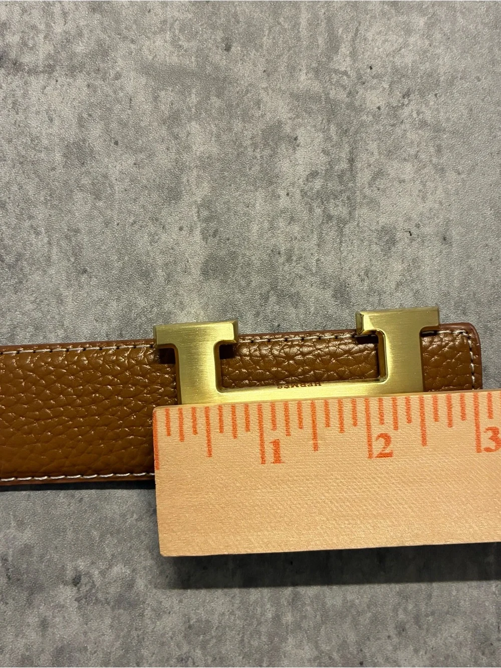 Classic Men's Tan belt with golden H-Buckle for 40-44 inches